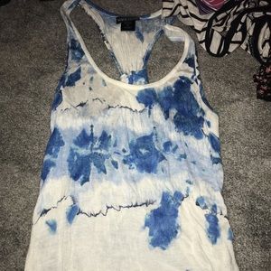 Tank top with tie die blue and white!